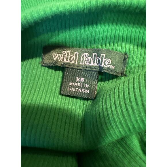 Wild Fable Dress Skater Mini Knit Pullover Ribbed Green Women's XS - Picture 6 of 6